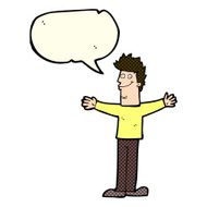 cartoon happy man with speech bubble N195