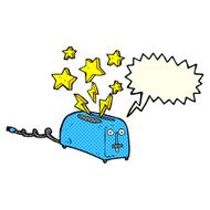 cartoon sparking toaster with speech bubble N3