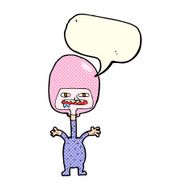 cartoon space alien with speech bubble N9