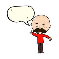 cartoon bald man with idea speech bubble N9