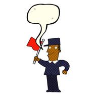 cartoon man waving flag with speech bubble N5
