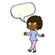 cartoon woman with open arms speech bubble N45