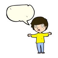 cartoon worried boy with speech bubble N15
