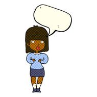 cartoon shocked woman with speech bubble N48