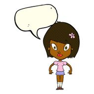 cartoon pretty woman with speech bubble N124