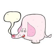 cartoon pink elephant with speech bubble N3