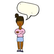 cartoon annoyed woman with speech bubble N86