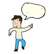 cartoon happy man pointing with speech bubble N30
