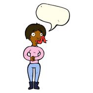 cartoon woman with snake tongue speech bubble N8