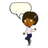 cartoon surprised woman with speech bubble N113