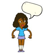 cartoon pretty woman with speech bubble N125