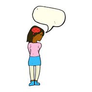 cartoon brainy woman with speech bubble N6