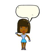cartoon waving woman with speech bubble N72