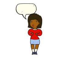 cartoon woman making excuses with speech bubble N11