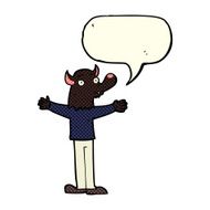 cartoon friendly werewolf with speech bubble N6