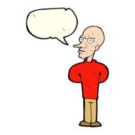 cartoon evil bald man with speech bubble N5