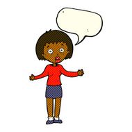 cartoon woman making excuses with speech bubble N12