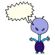 cartoon space alien with speech bubble N10