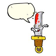 cartoon frightened knife with speech bubble N6