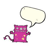 cartoon little monster with speech bubble N14