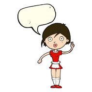 cartoon waitress making hand gesture with speech bubble N5