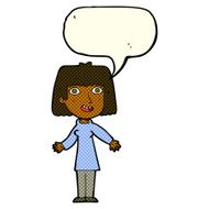 cartoon happy woman with speech bubble N116