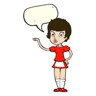cartoon waitress with speech bubble N12