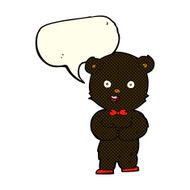 cartoon teddy black bear with speech bubble N6