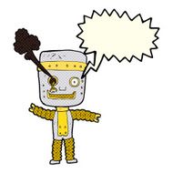 cartoon funny gold robot with speech bubble N5