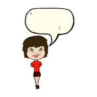 cartoon happy woman with speech bubble N117