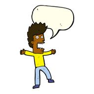 cartoon terrified man with speech bubble N99