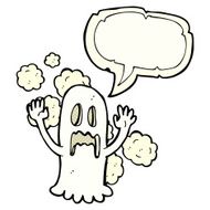 cartoon spooky ghost with speech bubble N21