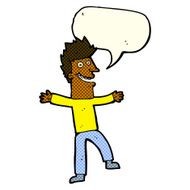 cartoon happy man with speech bubble N200