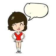 cartoon happy woman with speech bubble N118