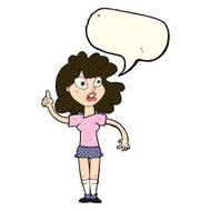 cartoon woman making point with speech bubble N10