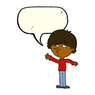 cartoon worried man reaching with speech bubble N11