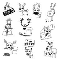 big vector set - christmas deers