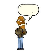 cartoon bored old man with speech bubble N8