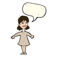 cartoon woman with open arms speech bubble N48