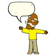 cartoon old man spreading arms wide with speech bubble N6