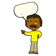 cartoon man with mustache pointing speech bubble N14