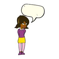 cartoon annoyed woman with speech bubble N88