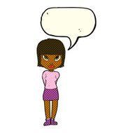 cartoon woman standing with speech bubble N9