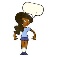 cartoon pretty woman with speech bubble N127