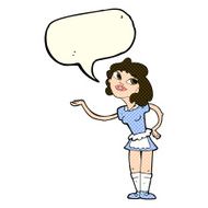 cartoon waitress serving with speech bubble N5