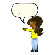 cartoon pretty woman pointing with speech bubble N21