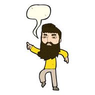 cartoon bearded man pointing the way with speech bubble N5