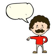 cartoon man making camp gesture with speech bubble N13
