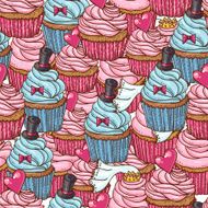 Seamless Background with Cupcakes