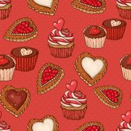 Seamless Background with Cookies and Cupcakes